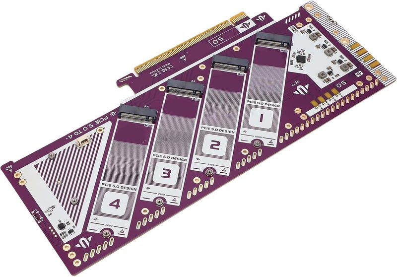 بطاقة توسيع Cosiki PCIE 5.0 X16 إلى NVMe M.2 SSD، محول SSD بسرعة تصل إلى 512 جيجابت في الثانية، بطاقة توسيع M.2 مع دعم PCIE 5.0 و4.0 و3.0، مثالية لأنظمة 8 والإصدارات الأحدث، وOS X والأنظمة الأخرى. - Image 4