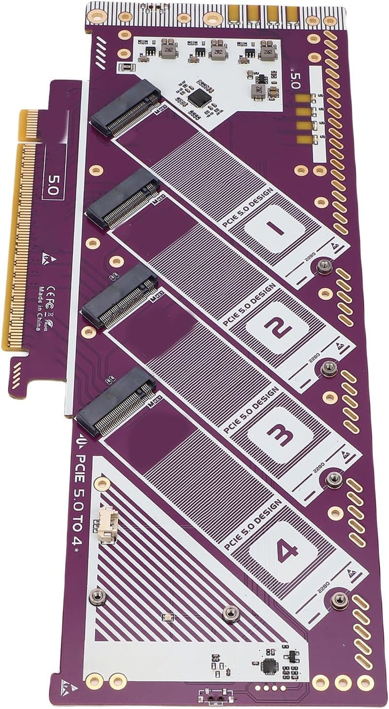 بطاقة توسيع Cosiki PCIE 5.0 X16 إلى NVMe M.2 SSD، محول SSD بسرعة تصل إلى 512 جيجابت في الثانية، بطاقة توسيع M.2 مع دعم PCIE 5.0 و4.0 و3.0، مثالية لأنظمة 8 والإصدارات الأحدث، وOS X والأنظمة الأخرى. - Image 1