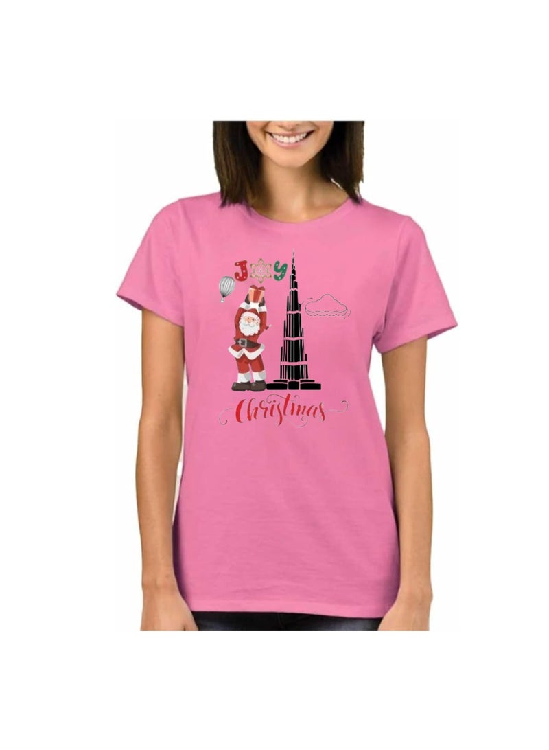 PRINTSHOP4ME Christmas Santa Tshirt For Women-Adults Celebrations Tshirt–Round Neck And Short Sleeve Cotton Tshirt,Everyday Wear - Image 1