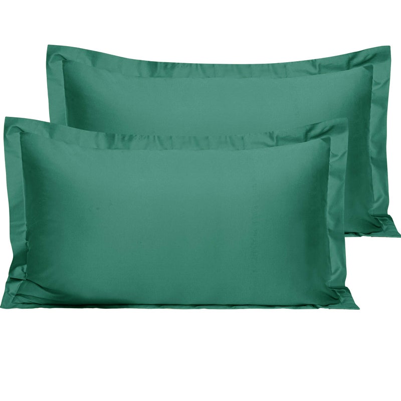 إن تي باي Ntbay Cotton King Pillow shams - 500 Thread Count Cotton Cotton 20x36 Covers 2 Pack Super Super و Breatable 20x36 Indces Oxford Plowcases Dark Green  - Image 1