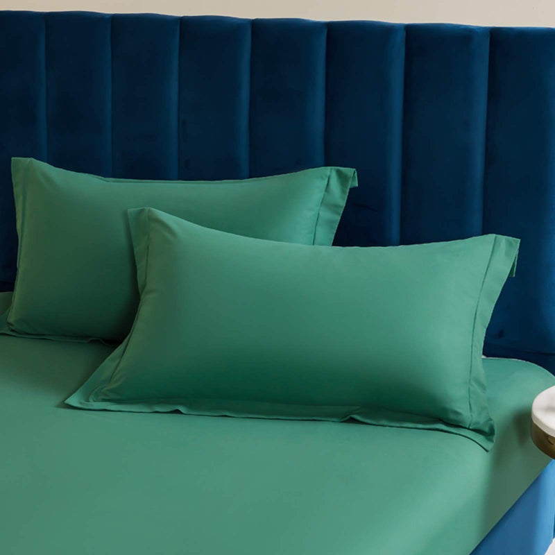 إن تي باي Ntbay Cotton King Pillow shams - 500 Thread Count Cotton Cotton 20x36 Covers 2 Pack Super Super و Breatable 20x36 Indces Oxford Plowcases Dark Green  - Image 5