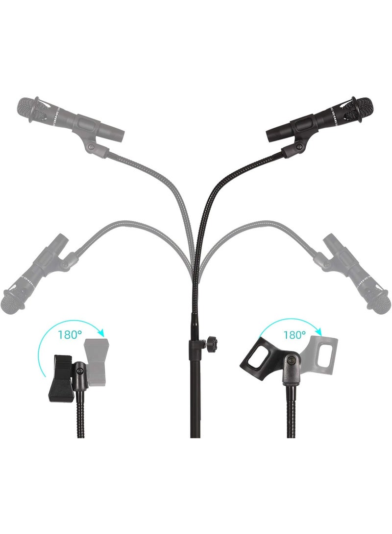 YQLIFE Boom Microphone Stand - Gooseneck Tripod Design Adjustable Height 3'- 6' with Mic Clips Microphone Stand for Singing - Image 5