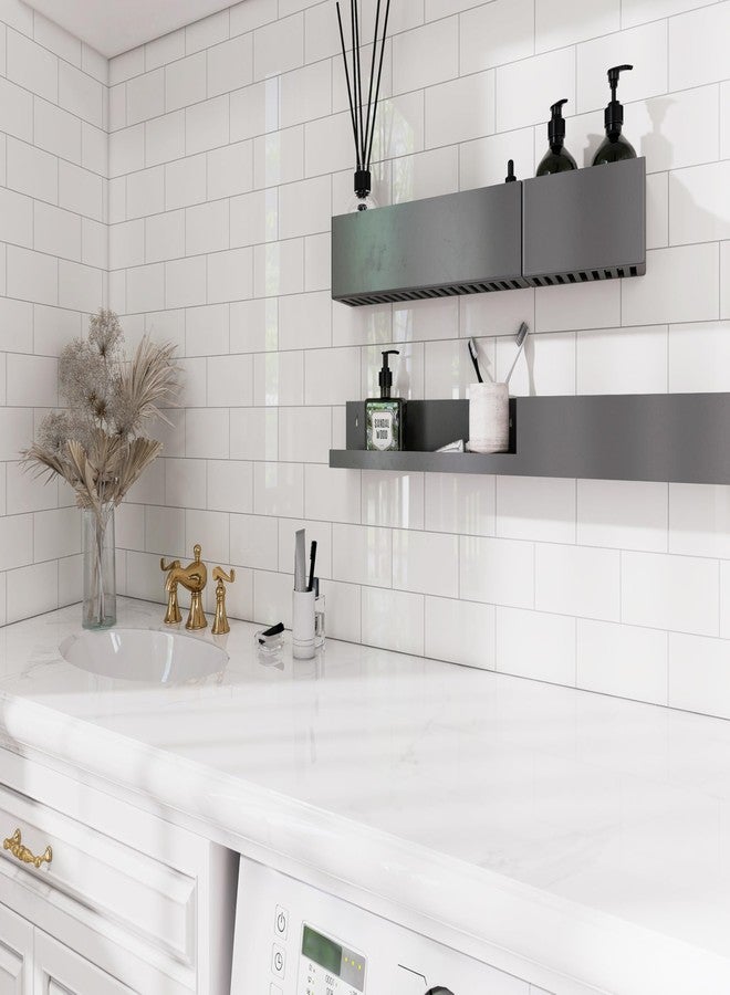 COLAMO Luxury 10 Sheet Peel and Stick Backsplash,12”x12”Pure White Subway Tile for Kitchen Wall,Self Adhesive Glossy Faux Marble Tile,Stick on Accent Wall Backsplash Tile for Living Room, Bedroom,RV - Image 5