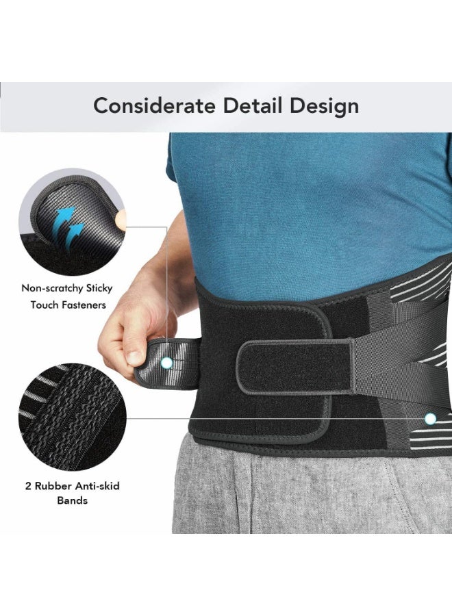 FDTY دعامات الظهر لتخفيف آلام أسفل الظهر مع 6 دعامات، حزام دعم الظهر القابل للتنفس للرجال/النساء للعمل، حزام دعم أسفل الظهر المضاد للانزلاق مع شبكة ذات 16 فتحة - Image 5