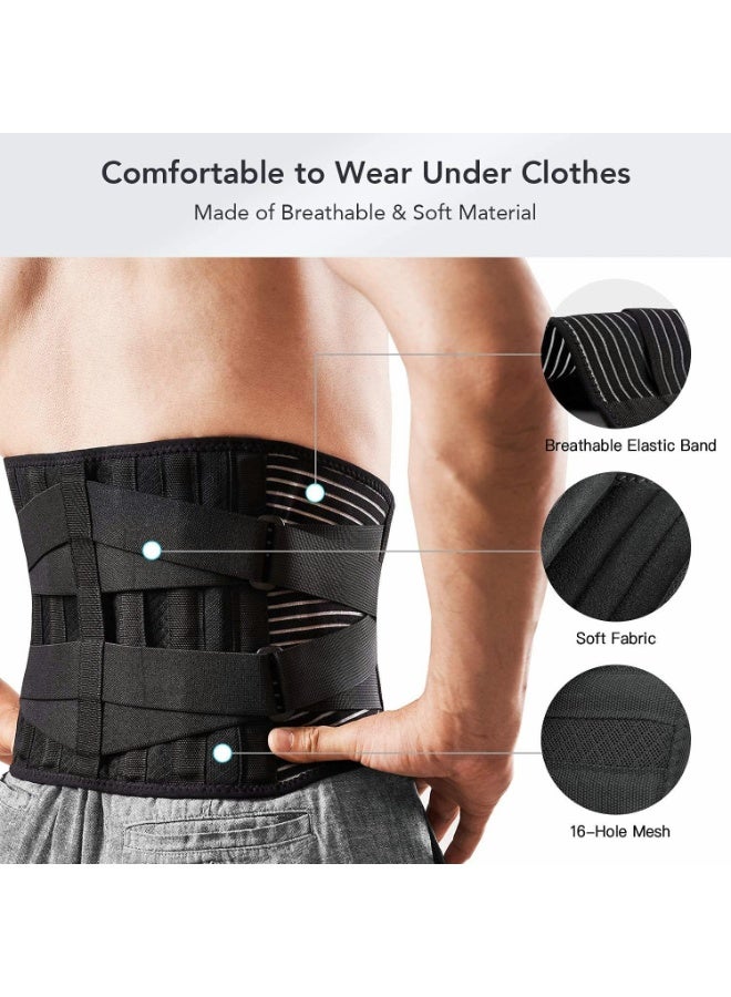 FDTY دعامات الظهر لتخفيف آلام أسفل الظهر مع 6 دعامات، حزام دعم الظهر القابل للتنفس للرجال/النساء للعمل، حزام دعم أسفل الظهر المضاد للانزلاق مع شبكة ذات 16 فتحة - Image 4