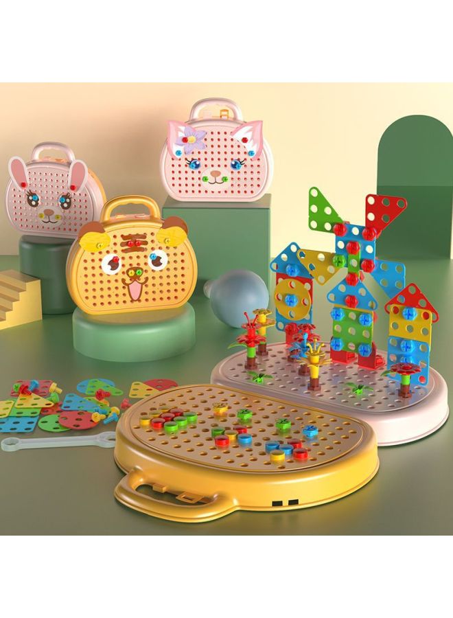 Screw-twisting Toy Children's Nail Electric Drill Work Box Baby Hands-on Assembly Mother Assembly Building Blocks Boy One Piece Wholesale-Color:316 Pieces-3D Puzzle With Electric Drill + Charging Suit - Image 3