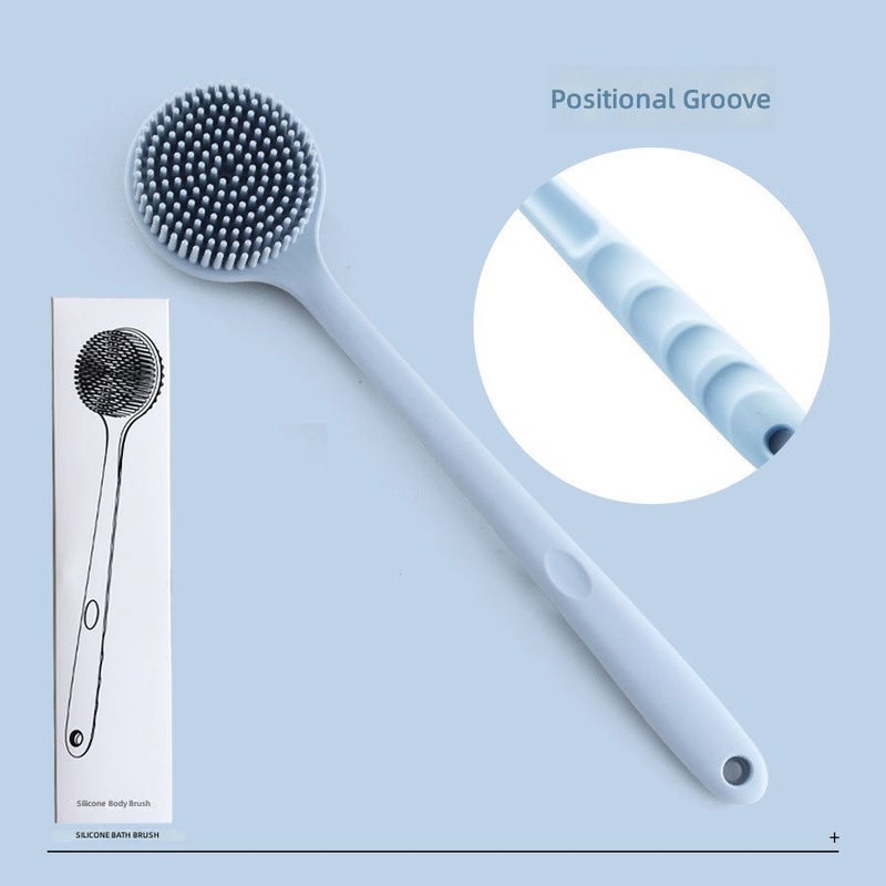 Long Handle Double Sided Silicone Bath Brush for Back Scrub & Massage