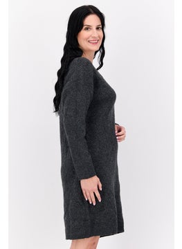 Black Tape Women Plus Size Textured Casual Mini Dress, Charcoal  - Image 2