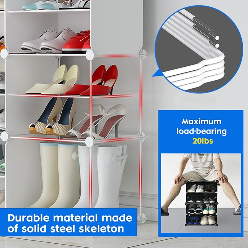 AYSIS Portable Shoe Rack for Home with Door,Adjustable Plastic Shoe Rack for Bedroom/Outdoor Waterproof,36 Pair Shoe Storage Organizer,Made of High-Density PP Frame for Stability (White) - Image 4