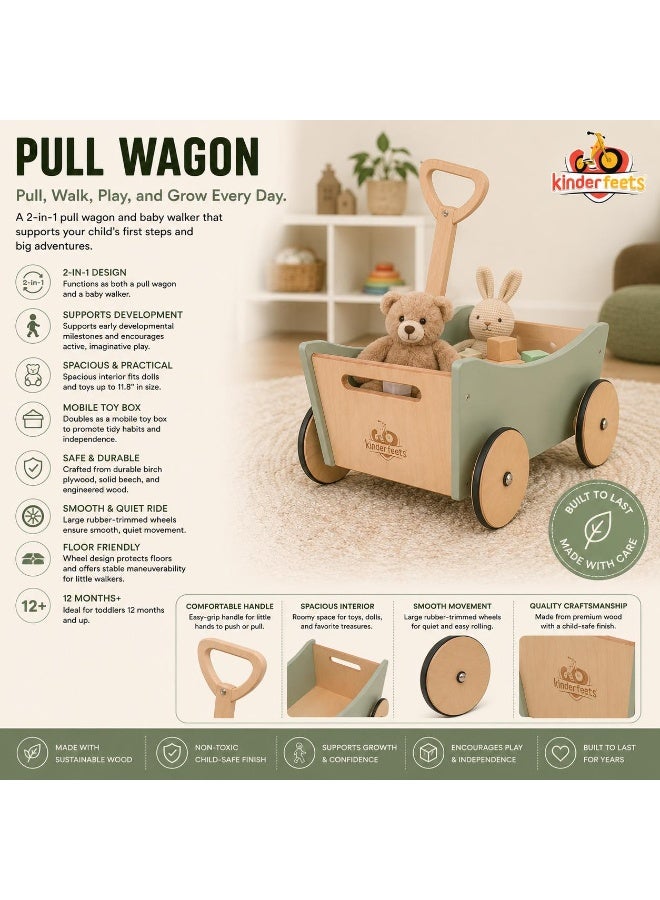 Kinderfeets Pull Wagon Sage - Premium High Quality Toddler Walker - Image 4
