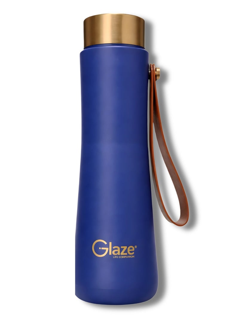 Glaze Water Bottle 304 Stainless Steel Vacuum Insulated Hot & Cold Leak-Proof 400ml Blue - Image 1