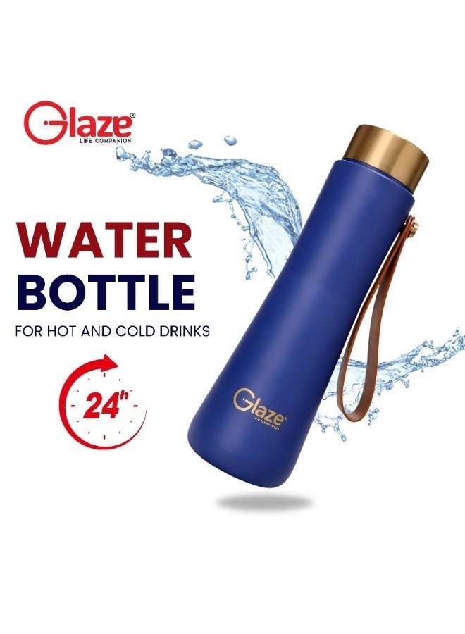 Glaze Water Bottle 304 Stainless Steel Vacuum Insulated Hot & Cold Leak-Proof 400ml Blue - Image 2