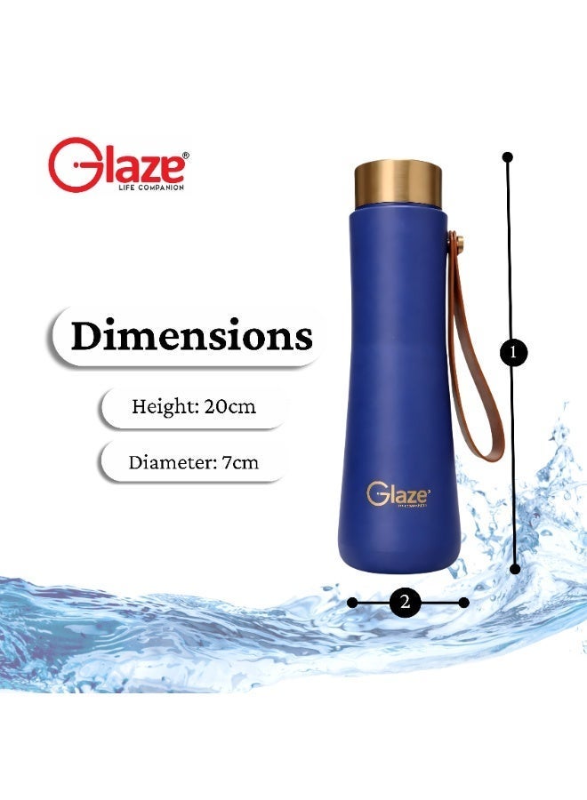Glaze Water Bottle 304 Stainless Steel Vacuum Insulated Hot & Cold Leak-Proof 400ml Blue - Image 3