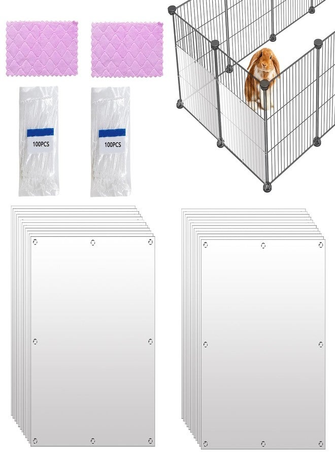 Hamiledyi 24 Pcs Pet Cage Liner Guard Protection 10 × 8'' Plastic Urine Baffles for Rabbit Cage Guinea Pig Side Lining Shield Covers Prevent Scatter for Bunny Chinchilla Hedgehog Cat Hamster Small Animals - Image 1