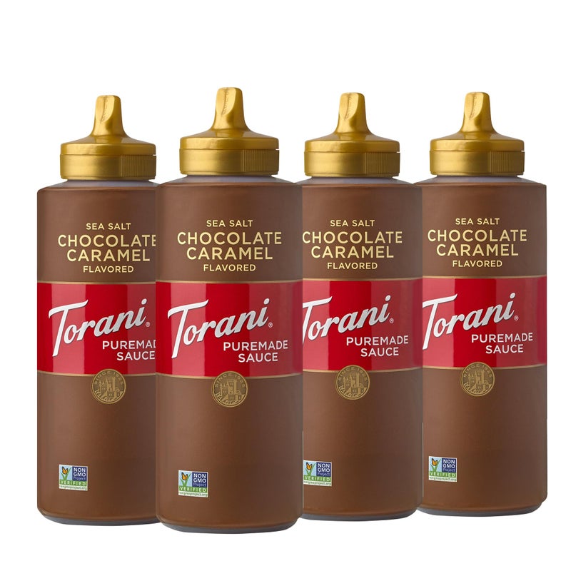 Torani Puremade Sauce Salted Chocolate Caramel 165 Ounces Pack of 4  Packaging May Vary - Image 3