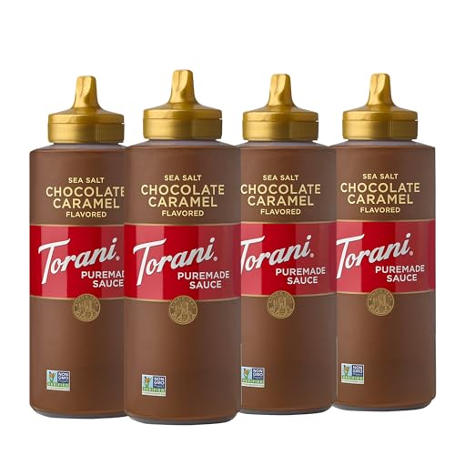 Torani Puremade Sauce Salted Chocolate Caramel 165 Ounces Pack of 4  Packaging May Vary - Image 1