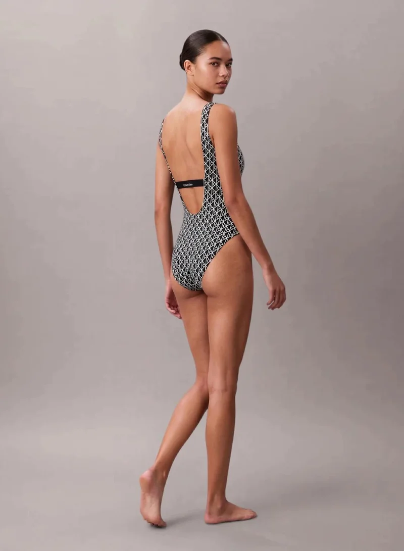 Calvin Klein 20242 ICON COTTON EMBLEM W BLACK Scoop Back Swimsuit - CK Icon for Women | Best Price UAE