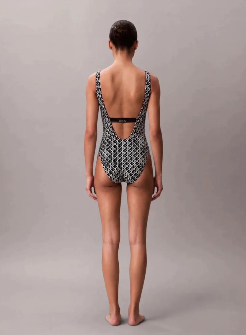 Calvin Klein 20242 ICON COTTON EMBLEM W BLACK Scoop Back Swimsuit - CK Icon for Women | Best Price UAE