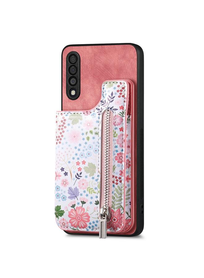 S-TOP Case For Samsung Galaxy A50 Retro Painted Zipper Wallet Back Phone Case - Image 1