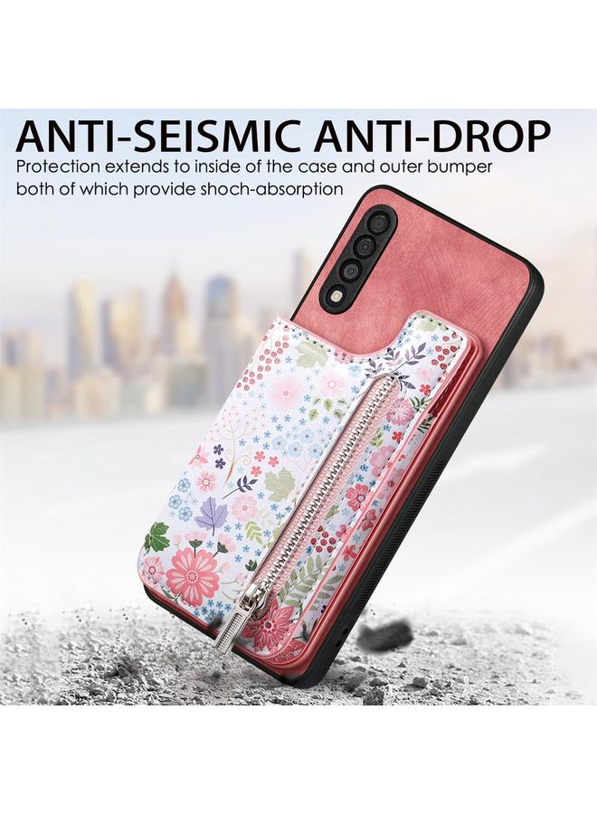 S-TOP Case For Samsung Galaxy A50 Retro Painted Zipper Wallet Back Phone Case - Image 2