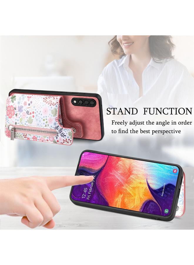 S-TOP Case For Samsung Galaxy A50 Retro Painted Zipper Wallet Back Phone Case - Image 4