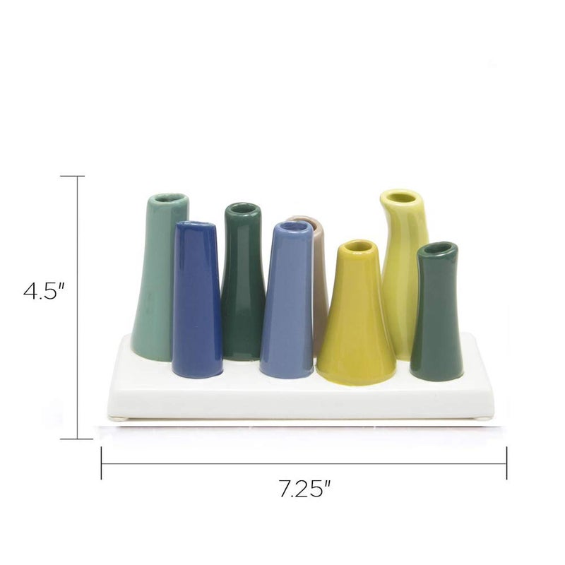 Chive - Pooley 2, Ceramic Flower Vase, 8-Tube Shape (Green) - Image 4
