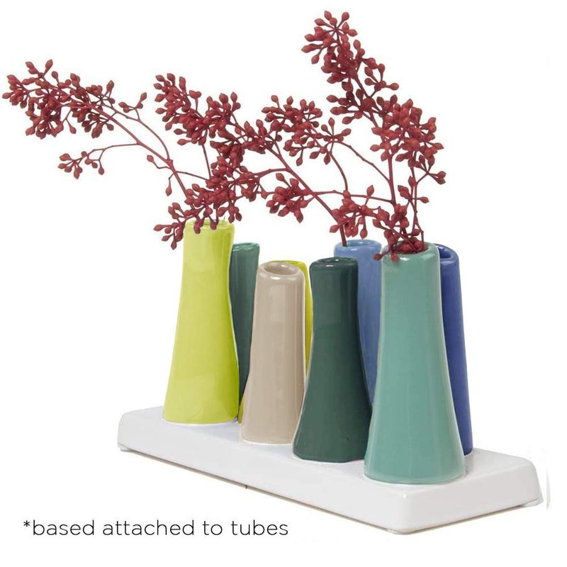Chive - Pooley 2, Ceramic Flower Vase, 8-Tube Shape (Green) - Image 3