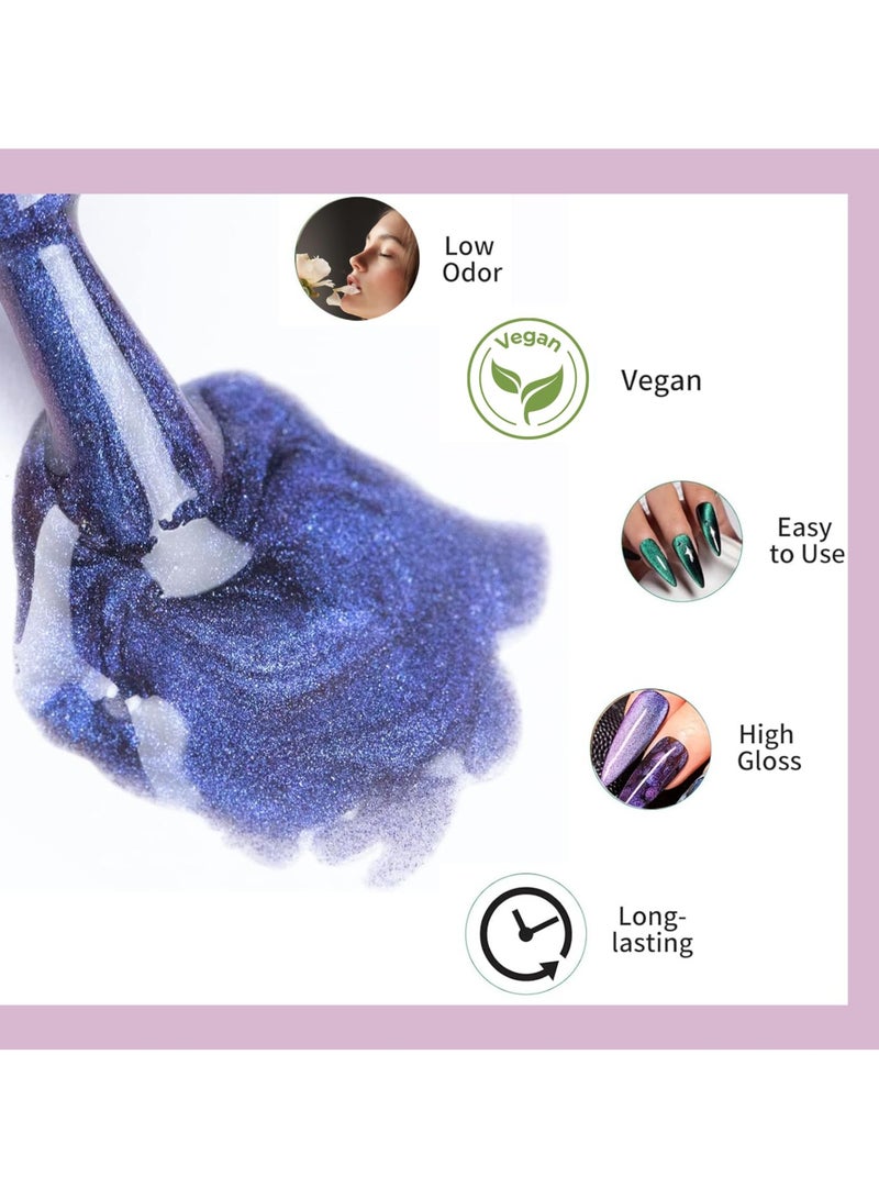 SYOSI Cat Eye Gel Nail Polish Set, 5 Colors - Galaxy Magnetic UV Nail Polish, With Magne Magnetic Stick, Base Black Gel Nail Varnish and Universal Rainbow Nail Gel Nail Polish DIY Manicure Nail Salon - Image 4