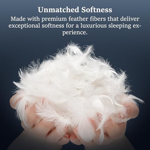 COZSINOOR Goose Feather Pillows Queen Size Set of 2 - Hotel Down Bed Pillow for Sleeping, Soft 600 TC Cotton Cover, Fluffy Support Surround Fill Down Alternative for Back, Stomach, Side Sleepers - Image 4