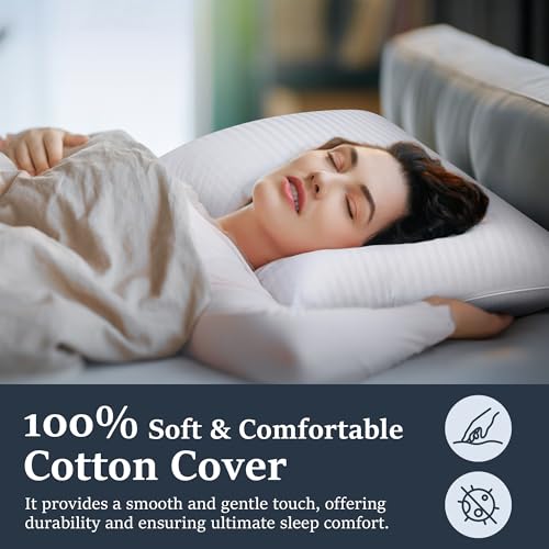 COZSINOOR Goose Feather Pillows Queen Size Set of 2 - Hotel Down Bed Pillow for Sleeping, Soft 600 TC Cotton Cover, Fluffy Support Surround Fill Down Alternative for Back, Stomach, Side Sleepers - Image 2
