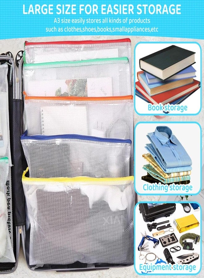 YOPCDJ 24pcs Mesh Zipper Pouch Bags, Large A3 17x12 Inches Reusable Zipper Bags Puzzle Storage 8 Colors Multipurpose for Board Games Travel Office Supplies and Home Organization - Image 5