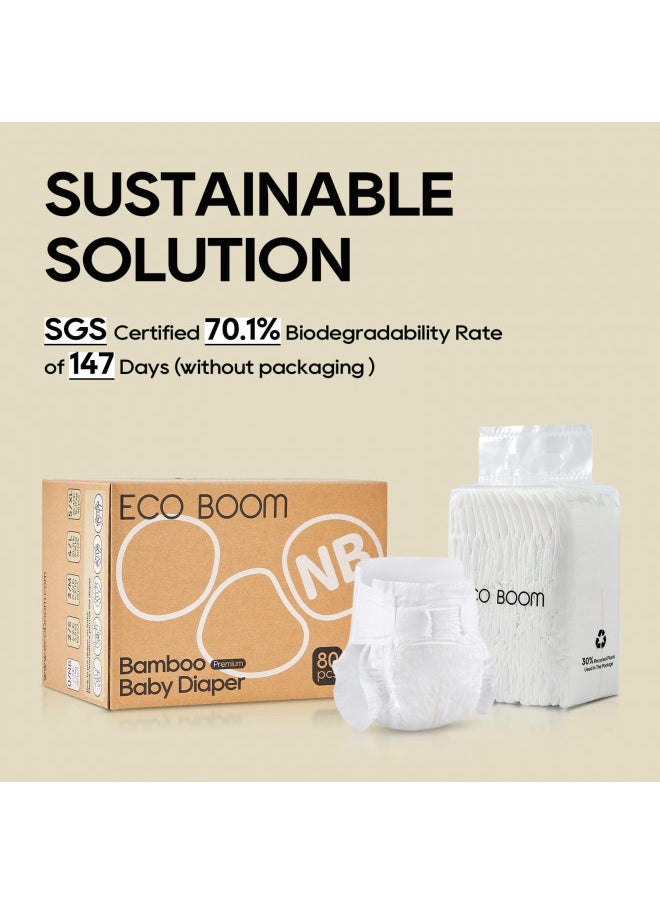 Eco boom ECO BOOM Diapers, Viscose from Bamboo Diapers, Natural Soft Disposable Nappies for Infant, Size 2 Suitable for 6 to 16lb (Small - 102 Count)  - Image 1