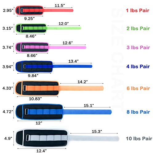 Virtee Ankle/Wrist Weights for Women, Men, Kids - Arm Leg Weights Set with Adjustable Strap - Running, Jogging, Gymnastic, Physical Therapy, Fitness - Choice of 1 lb 2 lbs 3 lbs 4 lbs 6 lbs 8 lbs 10 lbs - Image 5