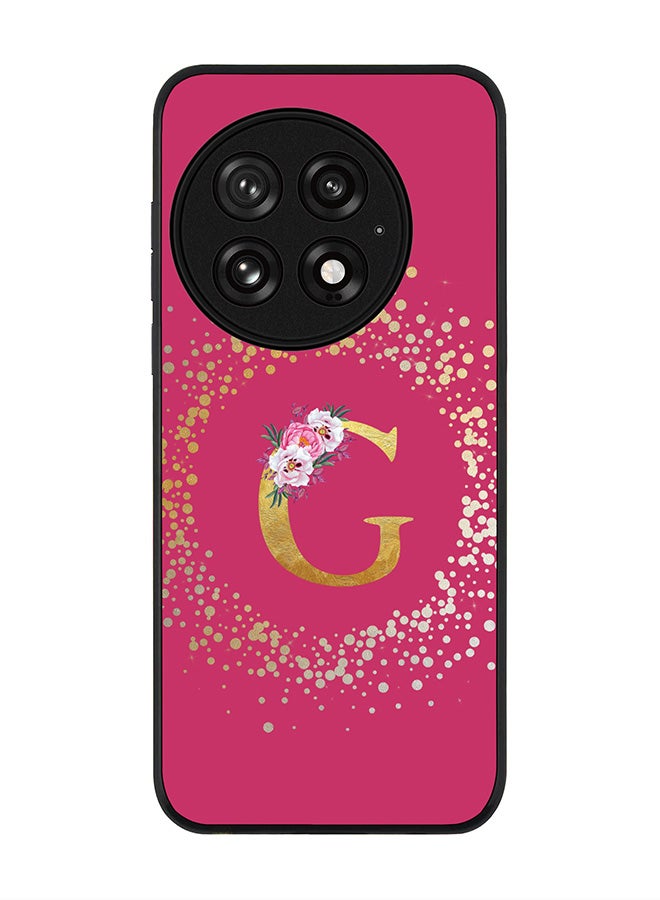 Stylizedd For OnePlus 13 5G Case,Slim fit Camera Protection, Shockproof Thin Phone cover  - Custom Monogram Floral - G ( Deep Pink ) - Image 1