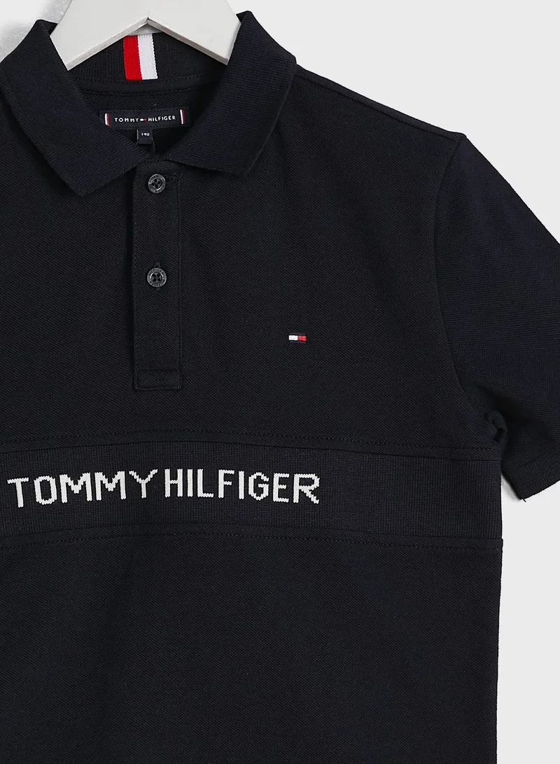 TOMMY HILFIGER Youth Rib Insert Jacquard Polo