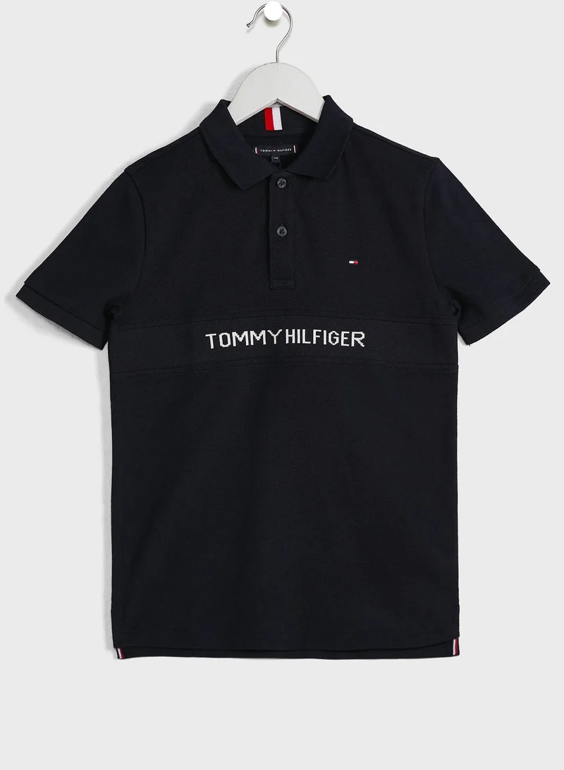 TOMMY HILFIGER Youth Rib Insert Jacquard Polo