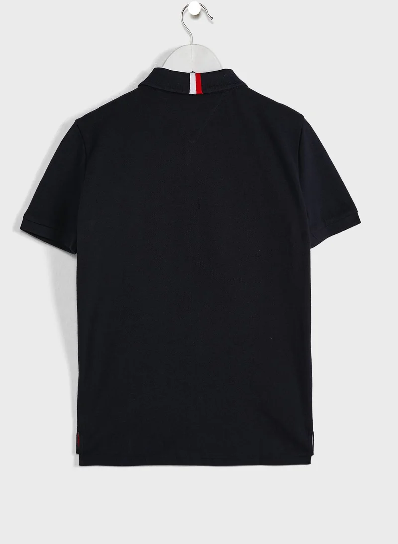 TOMMY HILFIGER Youth Rib Insert Jacquard Polo