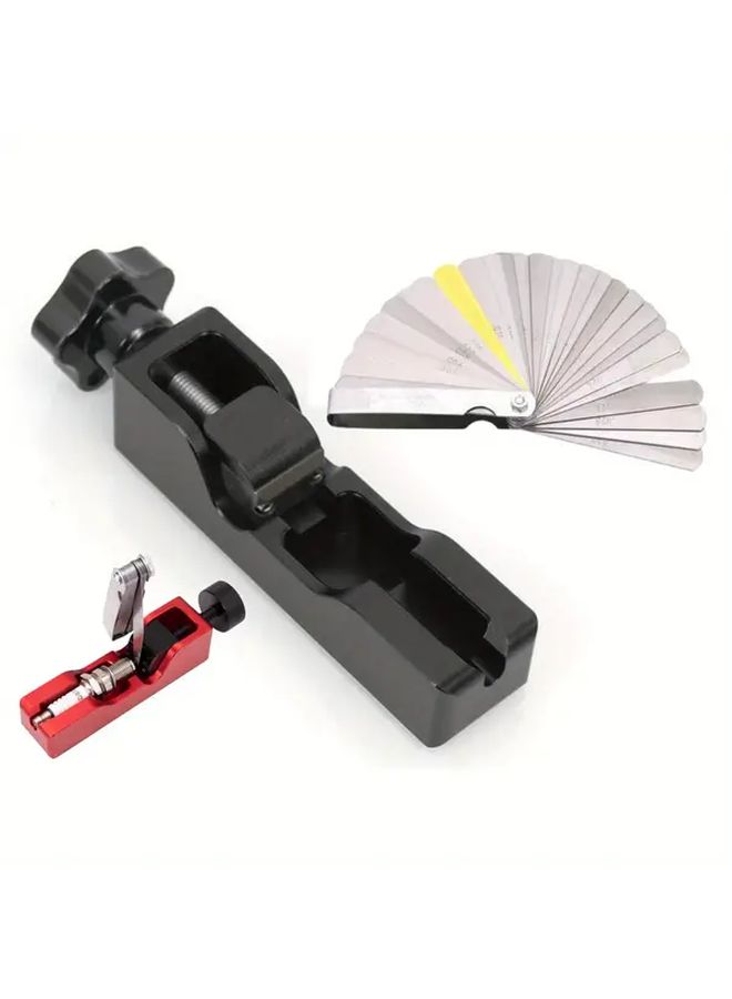 Black Universal Spark Plug Gap Tool 32 Blades Steel Feeler Gauge For 10mm 12mm 14mm 16mm Spark Plugs - Image 1