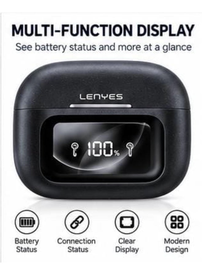 Lenyes Air 105 True Wireless Earbuds with ANC + ENC Noise Cancellation, AI Translation, Multi-Function Display, Wireless V6.0 & Type-C Charging – Black - Image 4