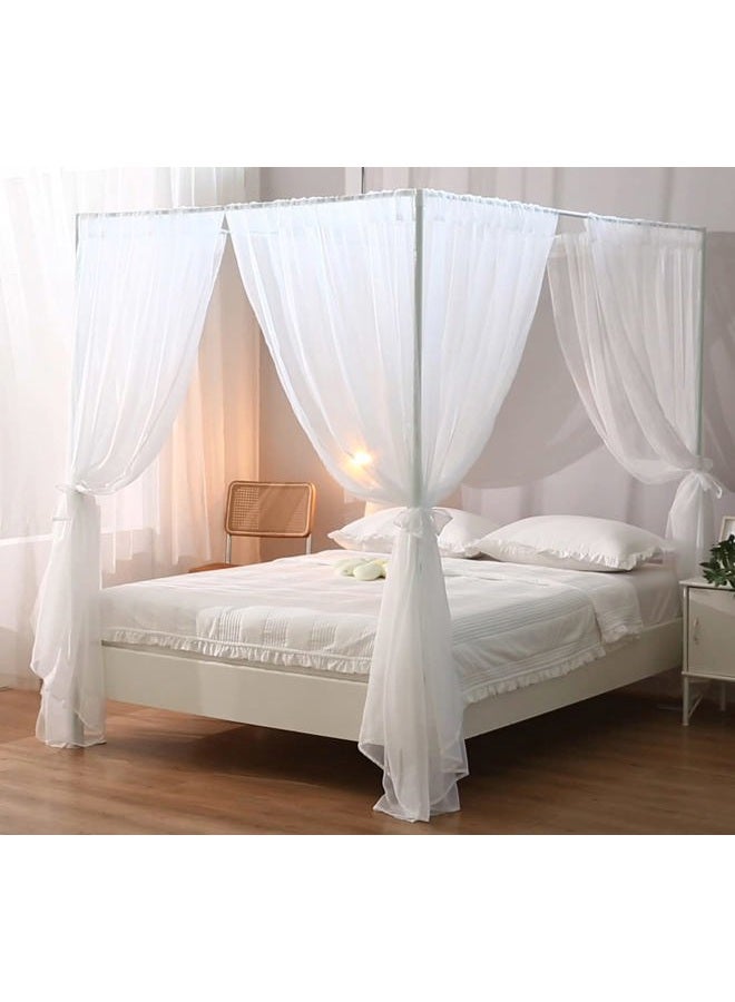 WANFASO White Canopy Bed Curtain for Queen Bed, Soft Bed Canopy Scarf for Girls Adults (Queen, White) - Image 1