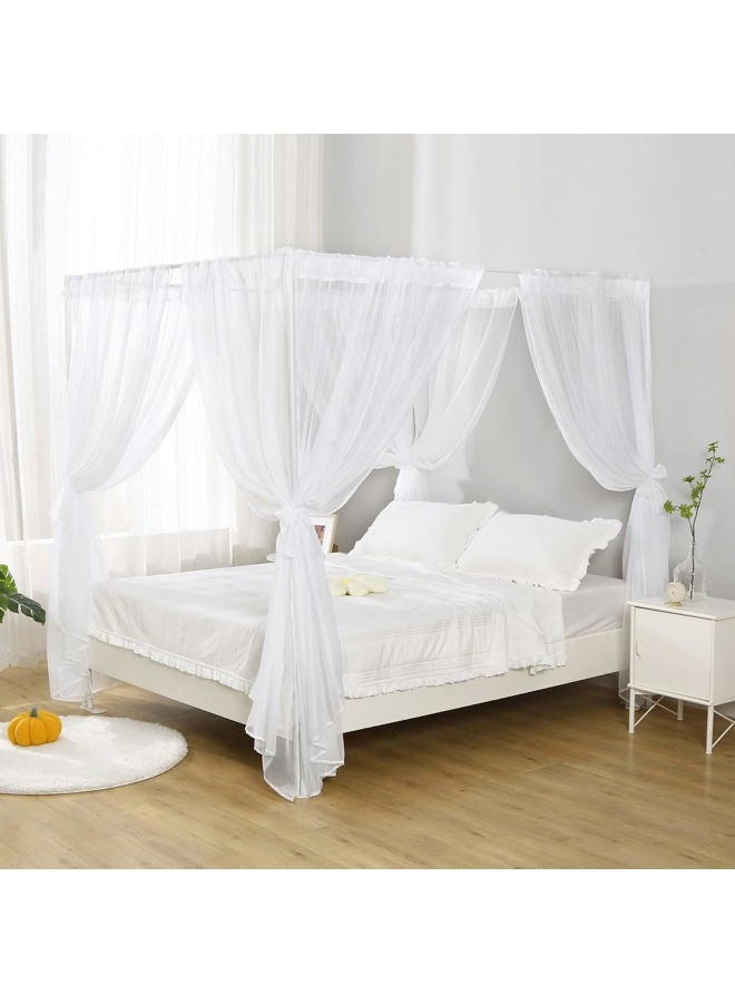 WANFASO White Canopy Bed Curtain for Queen Bed, Soft Bed Canopy Scarf for Girls Adults (Queen, White) - Image 2