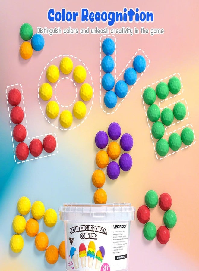 NEOROD Ice Cream Counting Toy, Ice Cream Toys for Toddlers 3-5, Preschool Learning Activities with Color Sorting Stacker, Fine Motor Skills Toys Set of 42 Scoops, 6 Cones & Container - Image 3