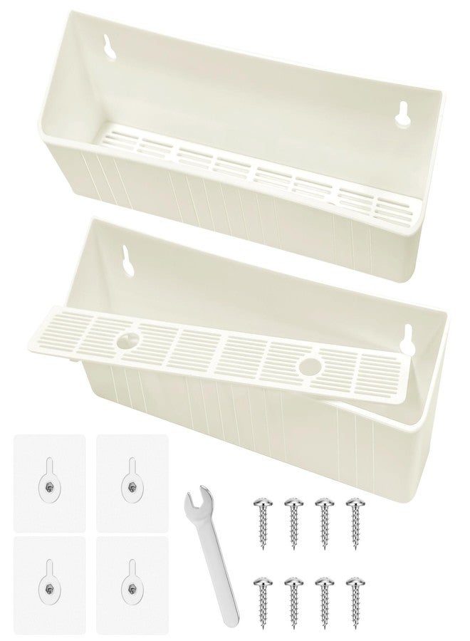 ulapithi Upgraded 11" Tip-Out Plastic Sink Trays Kitchen Sink Tip Out Tray with 8X Mounting Screws and 4X Adhesive Screws for Kitchen Sink and Bathroom Base Cabinets, Large Pullout Vanity Shelf Home Organizer - Image 1