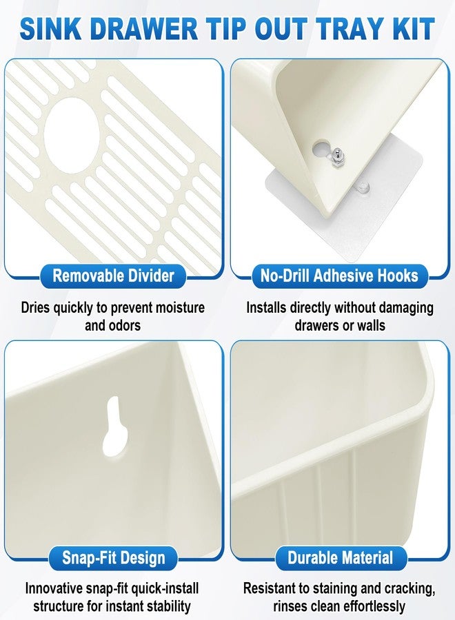 ulapithi Upgraded 11" Tip-Out Plastic Sink Trays Kitchen Sink Tip Out Tray with 8X Mounting Screws and 4X Adhesive Screws for Kitchen Sink and Bathroom Base Cabinets, Large Pullout Vanity Shelf Home Organizer - Image 3