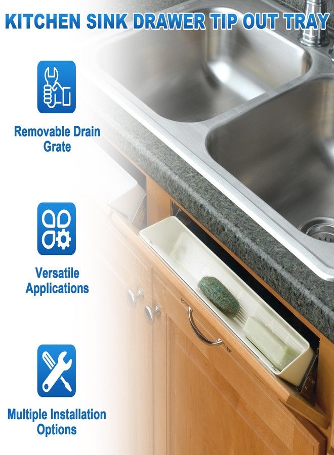ulapithi Upgraded 11" Tip-Out Plastic Sink Trays Kitchen Sink Tip Out Tray with 8X Mounting Screws and 4X Adhesive Screws for Kitchen Sink and Bathroom Base Cabinets, Large Pullout Vanity Shelf Home Organizer - Image 4