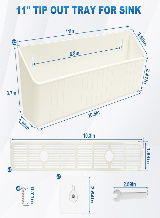 ulapithi Upgraded 11" Tip-Out Plastic Sink Trays Kitchen Sink Tip Out Tray with 8X Mounting Screws and 4X Adhesive Screws for Kitchen Sink and Bathroom Base Cabinets, Large Pullout Vanity Shelf Home Organizer - Image 2