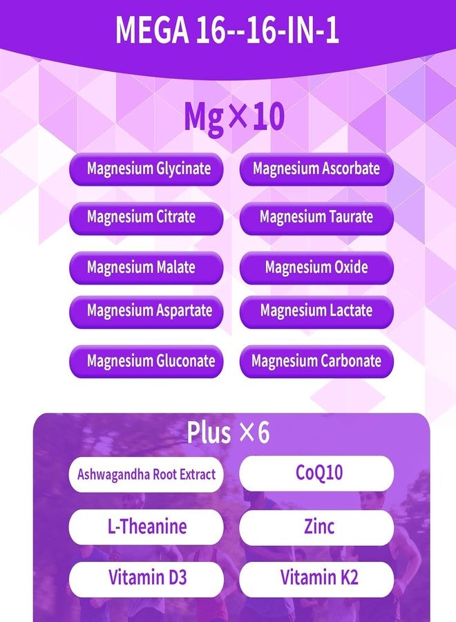PWERD Mega16-in-1 Magnesium Citrate Glycinate Sleep Supplement Complex Gummies for Women Adults, High Absorption Magnesium Malate Carbonate Gummies - Image 2