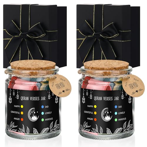 Reallnaive 2 Pcs Quran Verse Jar Islamic Gifts for Women Men Quran Affirmation Verses Hope & Prayer Jar Spiritual Comfort Read for Emotions and Feelings - Image 1