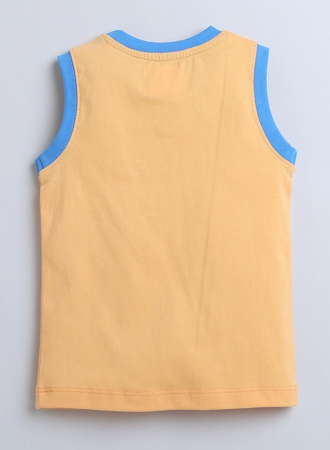BUMZEE Blue & Orange Boys Sleeveless T-Shirt & Short Set Age - 6-12 Months (Peb9124C-blu.org) - Image 3