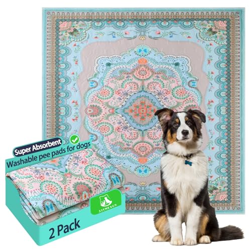 Aitmexcn Washable Pee Pads for Dogs, 36"x41" 2 Pack Reusable Puppy Pads Pet Training Pads, Super Absorbent, 100% Waterproof Dog Pee Pads, Whelping, Housebreaking, Incontinence, for Playpen - Image 1